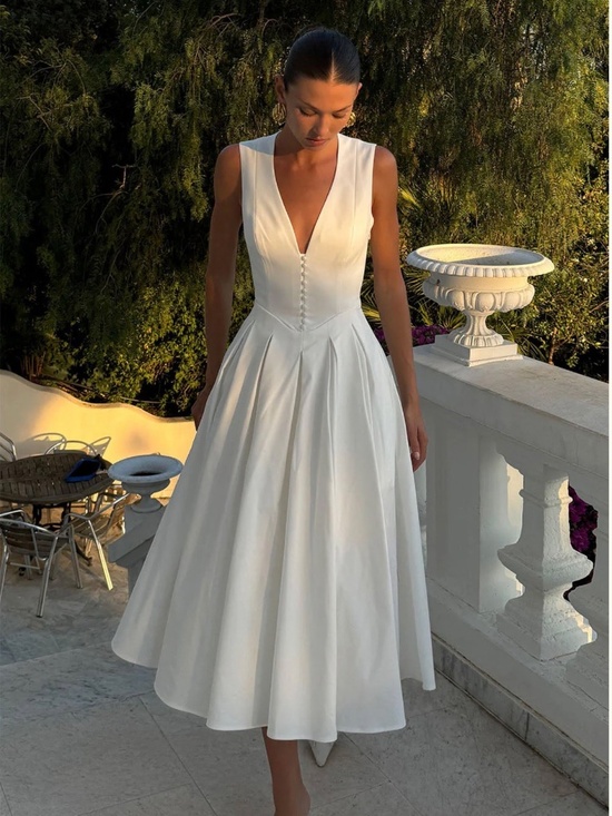 Meshki Dresses & Skirts - NWT Meshki Keely Cotton Midi Dress White Size S Bridal/Rehearsal